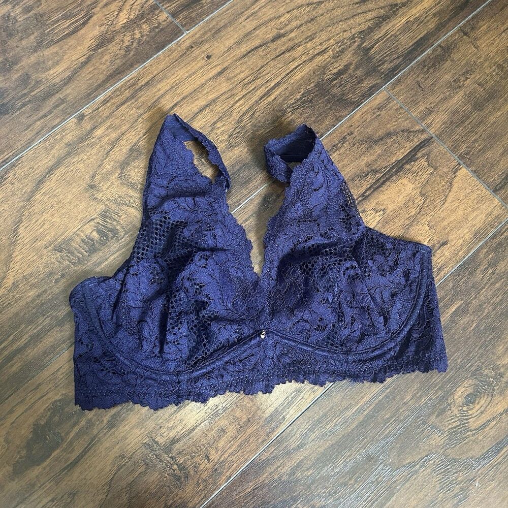 LE Mystere 36C Blue Lace Allure Longline Convertible Underwire Bra